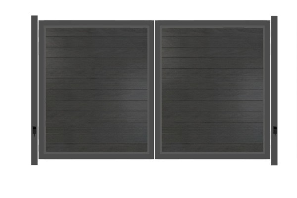 SYSTEM WPC PLATINUM Doppeltor-Set in Anthrazit Breite 3000mm Höhe 1800mm