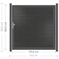 SYSTEM WPC PLATINUM Tor-Set in Anthrazit Breite 1750mm Höhe 1800mm