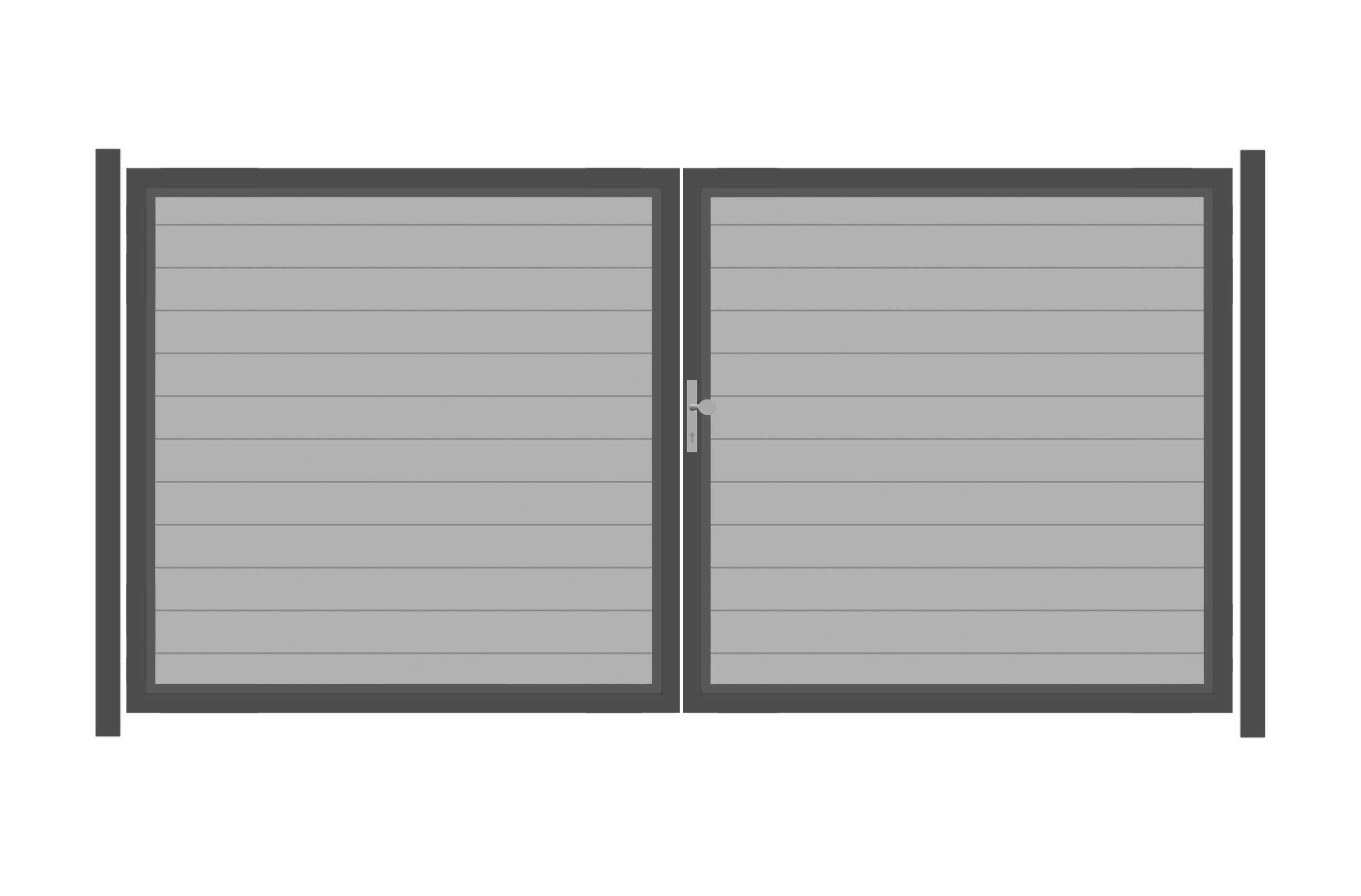 SYSTEM ALU PLUS Doppeltor-Set in Silber Breite 3600mm Höhe 1800mm Links ohne Klinke zum Einbetonieren Silber Manuell betrieben