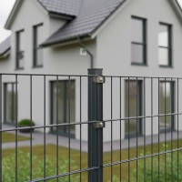 Doppelstabmattenzaun Komplettset 6/5/6 in RAL 7016, Anthrazit