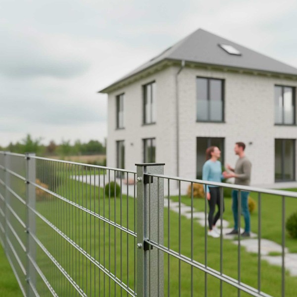 Doppelstabmattenzaun Komplettsett 6/5/6 in FVZ, Verzinkt