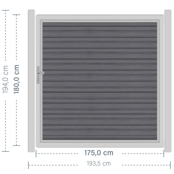 SYSTEM WPC PLATINUM Tor-Set in Grau Breite 1750mm Höhe 1800mm