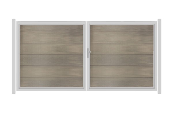 SYSTEM WPC PLATINUM XL Doppeltor-Set in Taupe-Grau Breite 3600mm Höhe 1800mm