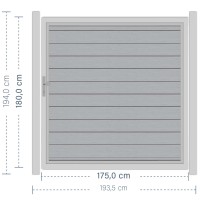 SYSTEM WPC CLASSIC Tor-Set in Grau Breite 1750mm Höhe 1800mm