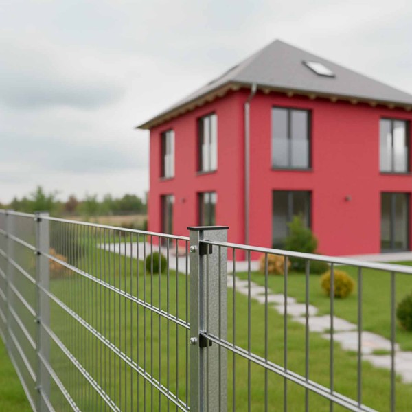 Doppelstabmattenzaun Komplettsett 6/5/6 in FVZ, Verzinkt