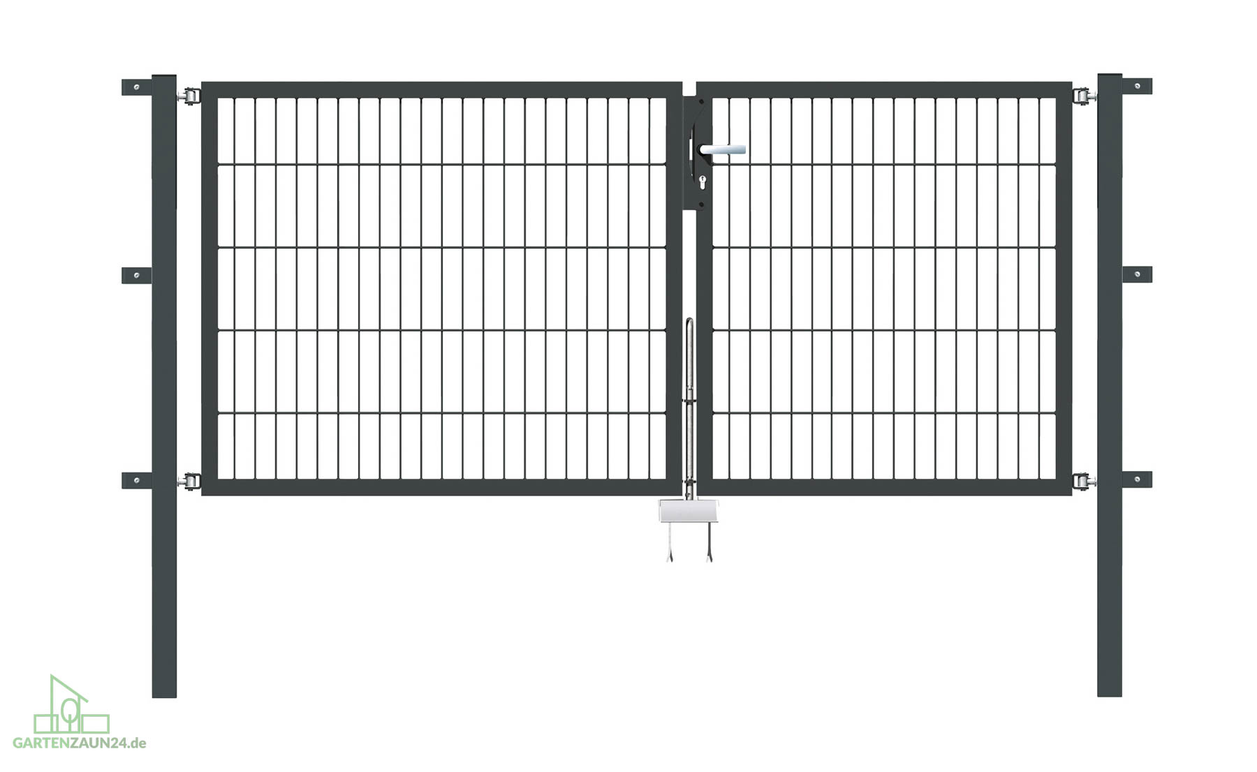 Gartentor Flex 6, 2-flg., Breite 2250 mm (1000/1250mm) Verzinkt Zum Einbetonieren 800 mm