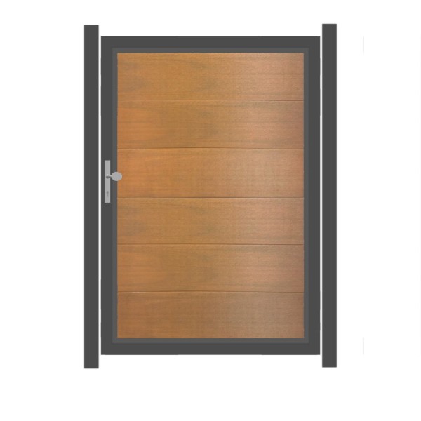 SYSTEM WPC PLATINUM XL Tor-Set in Teak-Braun Breite 1250mm Höhe 1800mm