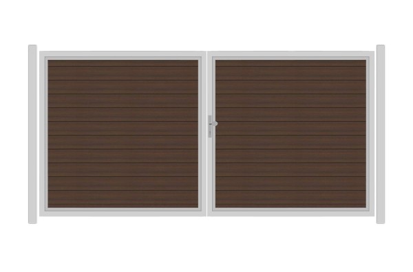SYSTEM WPC PLATINUM Doppeltor-Set in Braun Breite 3600mm Höhe 1800mm