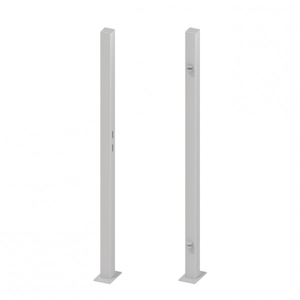 Torpfosten-Set z. Aufschrauben für Einzeltor Silber 195 cm