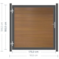 SYSTEM WPC PLATINUM Tor-Set in Teak-Braun Breite 1750mm Höhe 1800mm